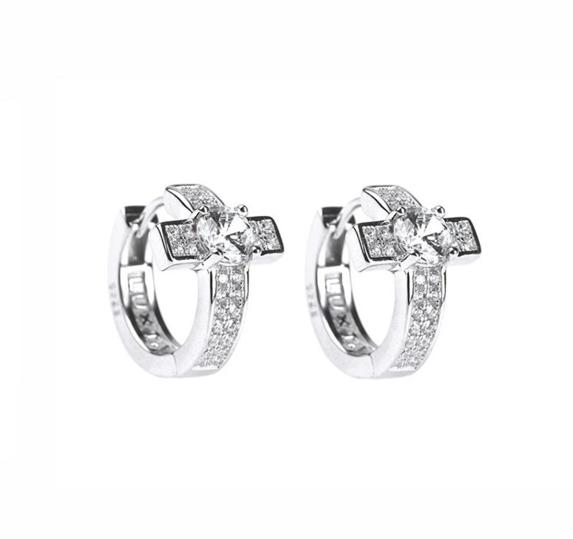 Cross earrings with main zircon micro inlaid diamond earrings