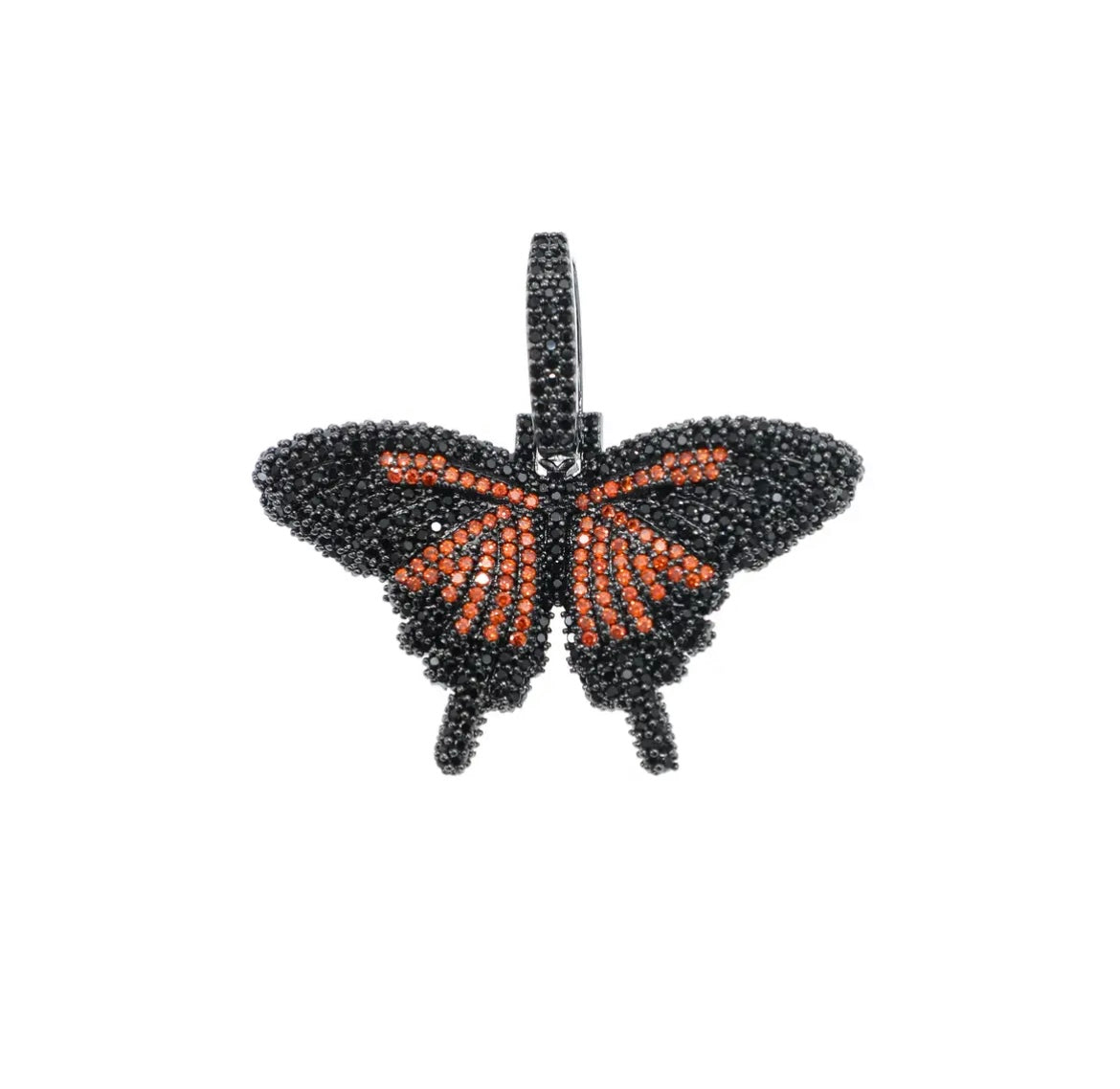 Colorful mini butterfly pendant necklace with diamond inlaid solid pendant