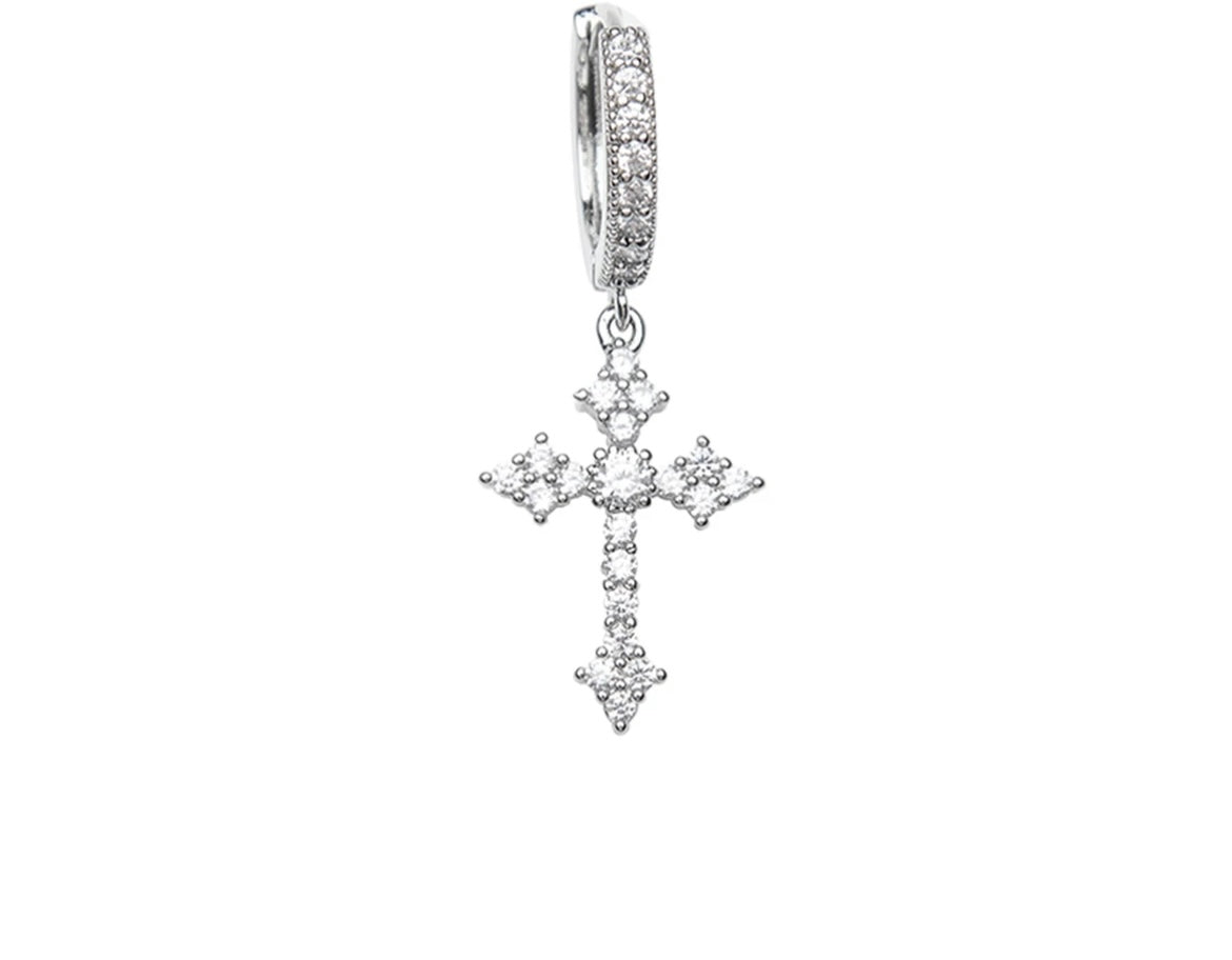 Cross Earrings with Zirconia and Diamonds