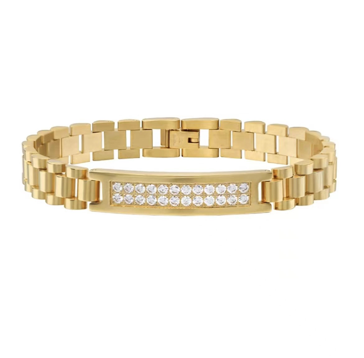 Strap Bracelet Double Row Diamonds