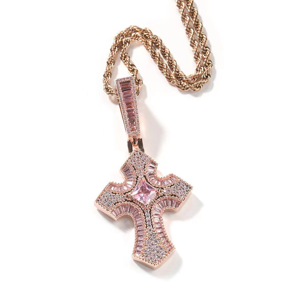 Zircon Cross Pendant ,European and American Fashion Trend,Men`s Punk