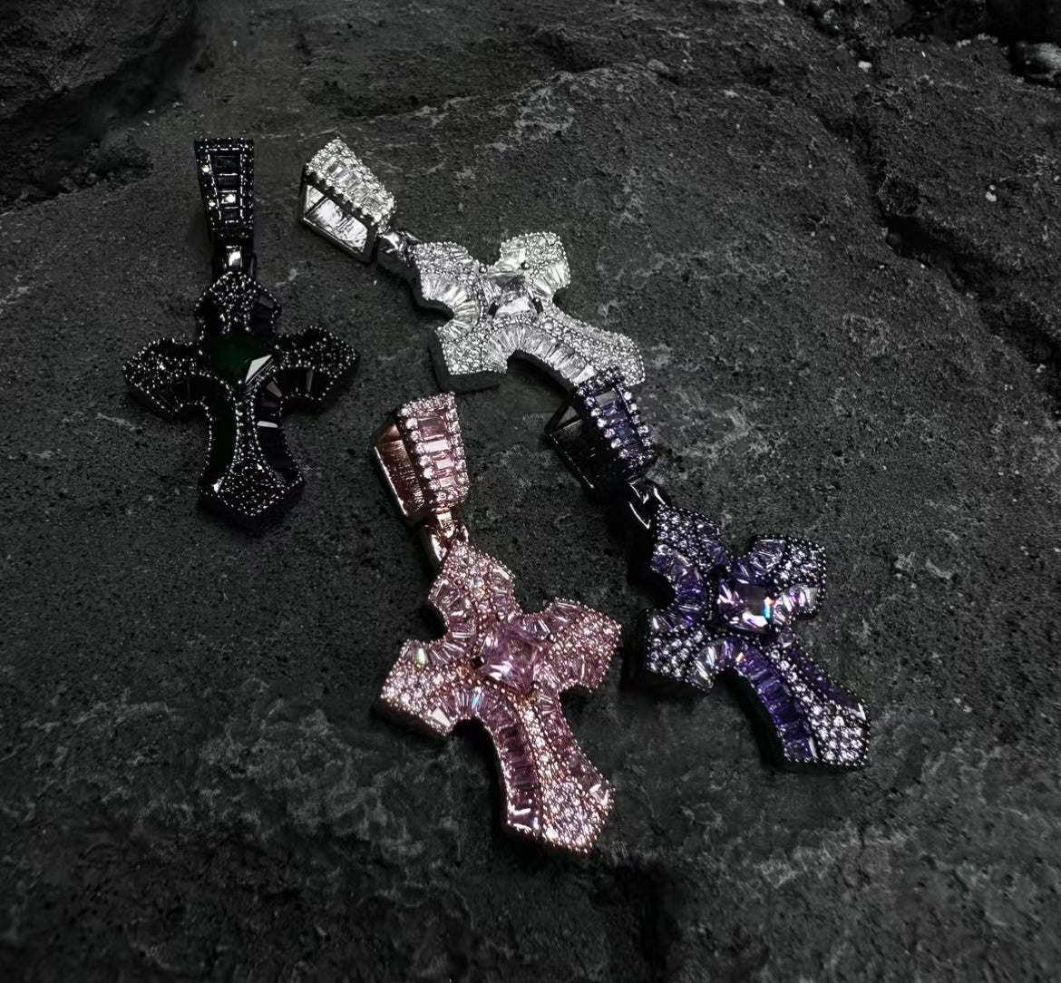 Zircon Cross Pendant ,European and American Fashion Trend,Men`s Punk