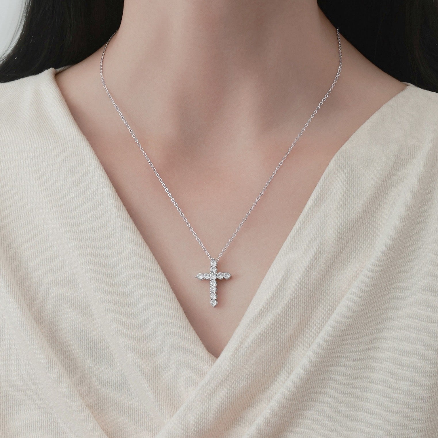 Premium Cross Zirconia Full Diamond Necklace