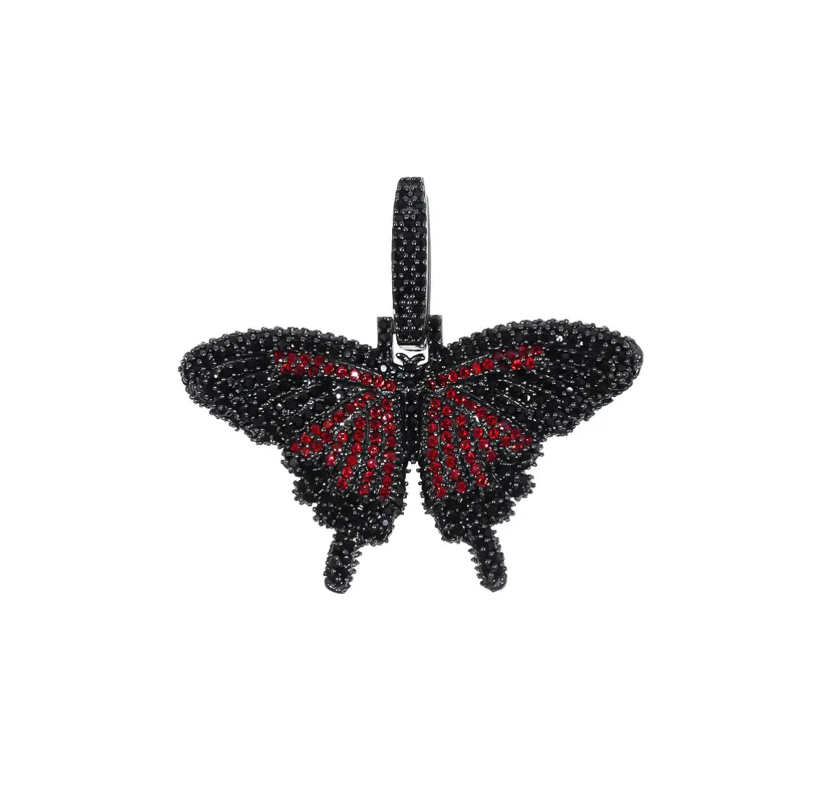 Colorful mini butterfly pendant necklace with diamond inlaid solid pendant