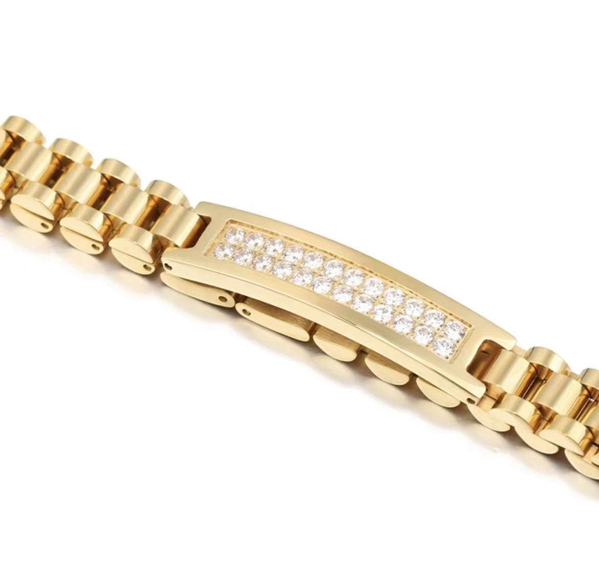 Strap Bracelet Double Row Diamonds